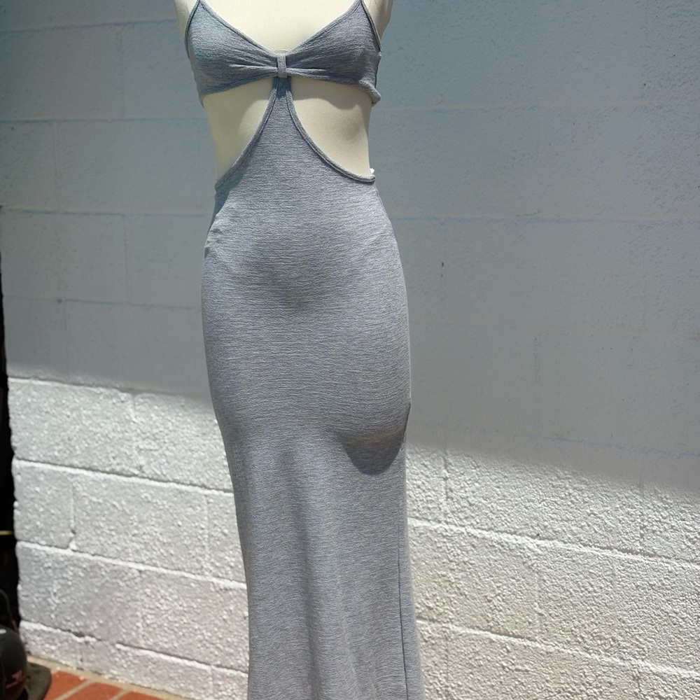 Gray Sleeveless Tie Front Bodycon Maxi Dress